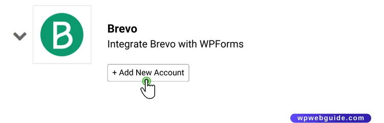 brevo wpforms add new account