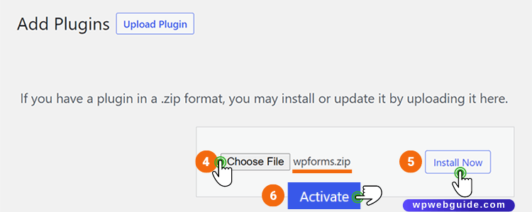 choose file wpforms zip file