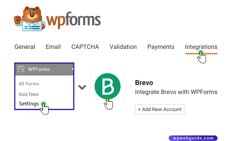 connect brevo to wpforms via integrations