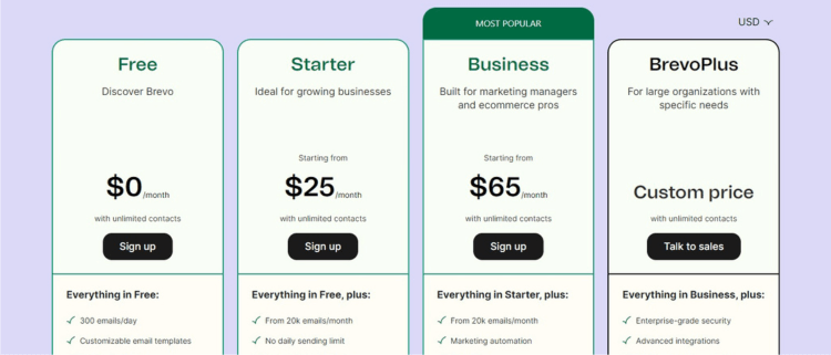 connect sendinblue with wpforms pricing plans