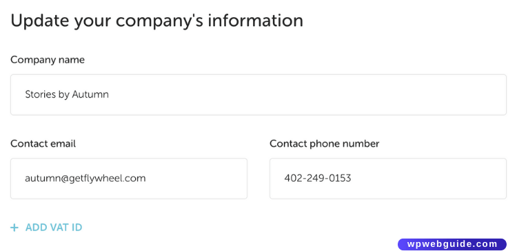 growth suite the settings update your company info