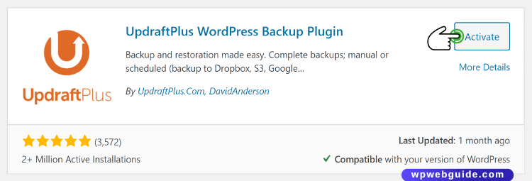 how to install updraftplus backup plugin activate