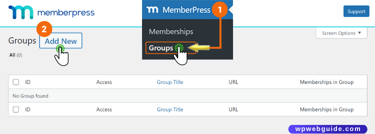 memberpress groups add new
